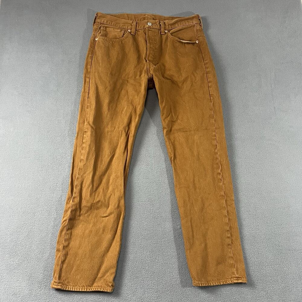 Levis 501 Jeans Mens 32X30 Orange Straight Leg Button Fly Denim Rocker Pockets
